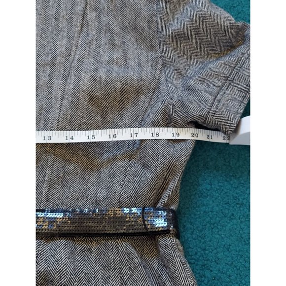 Ann Taylor Loft Petites Women's Wool Blend Striped Belted Jacket Top Size 12 - Picture 4 of 5